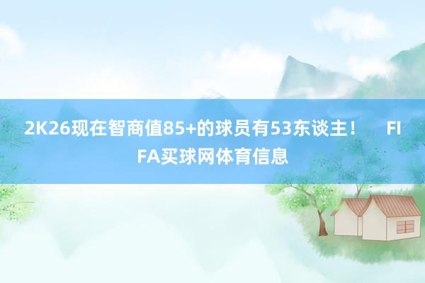 2K26现在智商值85+的球员有53东谈主！    FIFA买球网体育信息