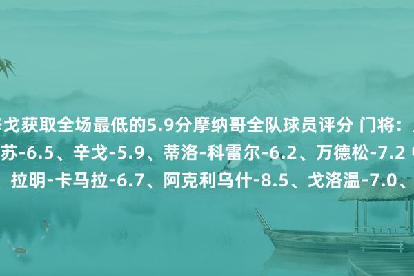 辛戈获取全场最低的5.9分摩纳哥全队球员评分 门将：库恩-7.9 后卫：萨利苏-6.5、辛戈-5.9、蒂洛-科雷尔-6.2、万德松-7.2 中场：马加萨-7.4、拉明-卡马拉-6.7、阿克利乌什-8.5、戈洛温-7.0、马塔佐-6.3 前卫：恩博洛-7.9、伊莱尼赫纳-6.5、南野拓实-6.5、本-萨吉尔-7.0巴黎圣日耳曼全队球员评分 门将：萨福诺夫-6.6、多纳鲁马-7.3 后卫：威廉-帕乔-