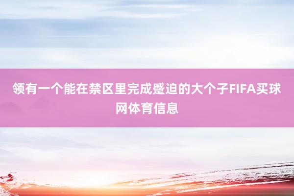 领有一个能在禁区里完成蹙迫的大个子FIFA买球网体育信息